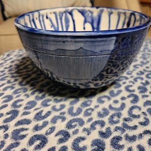 Firm price- Cobalt blue & white glazed pottery decorative bowl NO BUNDLES